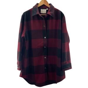 RD Style Buffalo Plaid Red Black Heavyweight Shacket Barn Coat Flannel Size Med